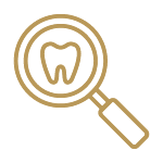 Tooth magnifying glass icon